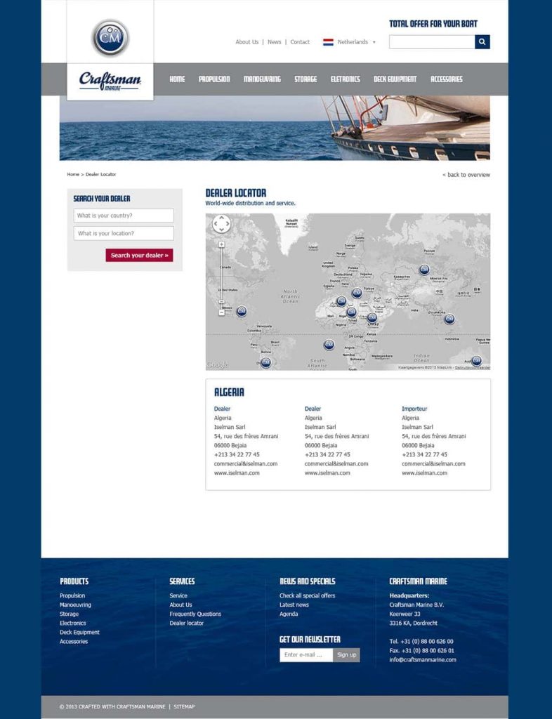 Craftsman Marine webdesign dealer network