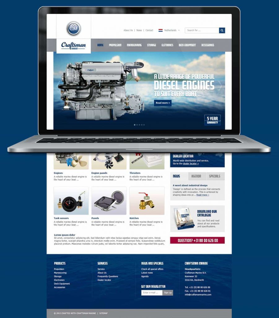 Craftsman Marine webdesign homepage