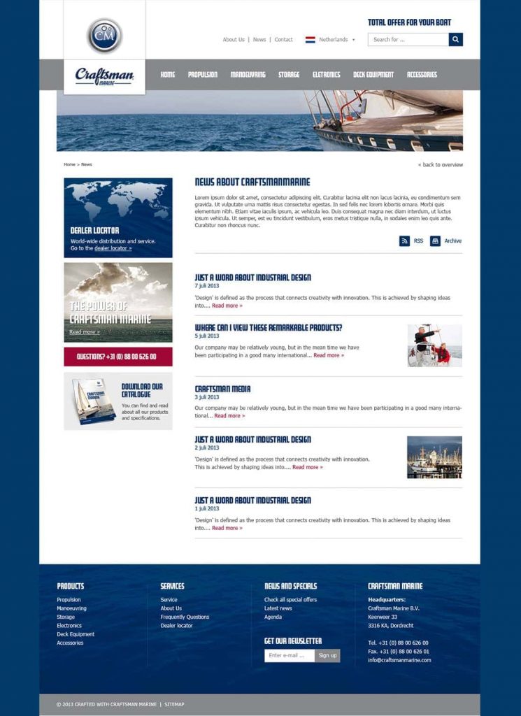 Craftsman Marine webdesign news page