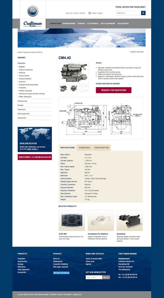 Craftsman Marine webdesign product detail